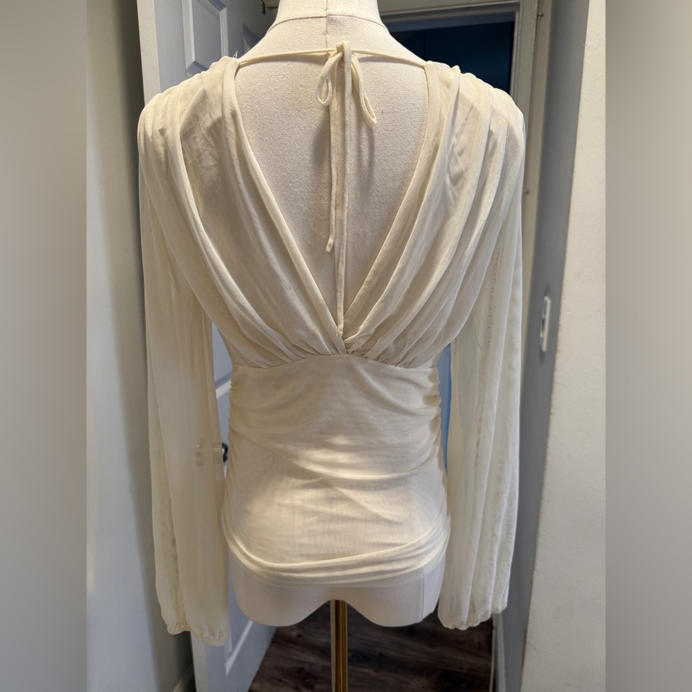 Lola Grace Cream Sheer Long Sleeve Top – Size S - Picture 2 of 3